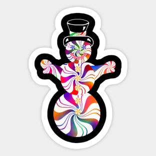 Cute Rainbow Peppermint Holiday Snowman Sticker